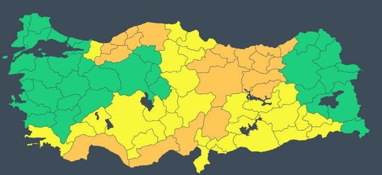 Sarı ve Turuncu Uyarı Haritası